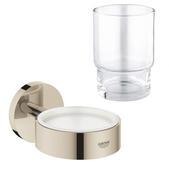 Grohe Essentials 玻璃杯，附鍍鉻支架