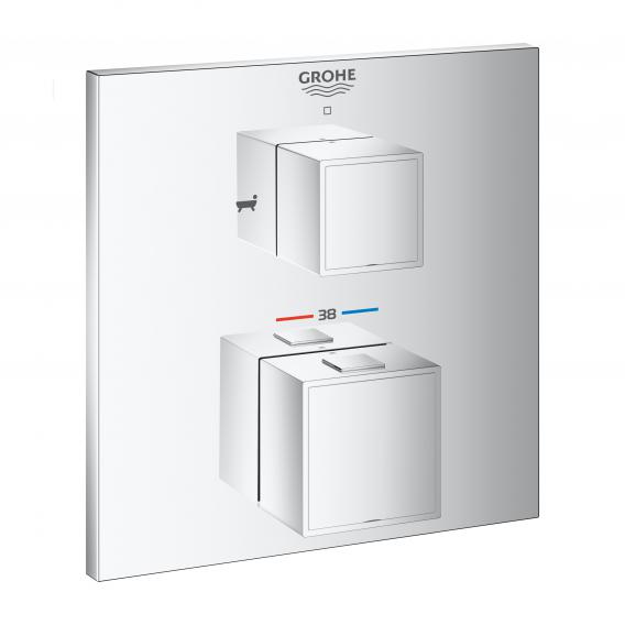 Grohe Grohtherm Cube thermostatic bath mixer with two-way diverter for Rapido SmartBox chrome