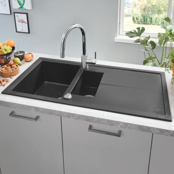 Grohe K400 kitchen sink with half bowl and drainer