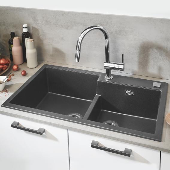 Grohe K500 double kitchen sink black granite