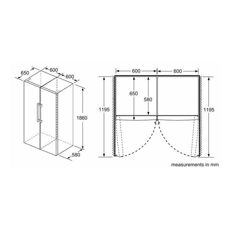 博世-系列| 4 獨立式冰櫃 186 x 60 cm 不鏽鋼外觀 GSN36VLFP
