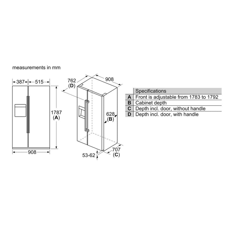 Bosch - Serie | 6 American Side By Side 178.7 x 90.8 cm Inox-easyclean KAI93VIFPG