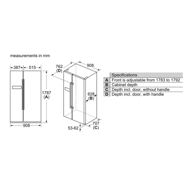 Bosch - Serie | 4 American Side By Side 178.7 x 90.8 cm Inox-easyclean KAN93VIFPG