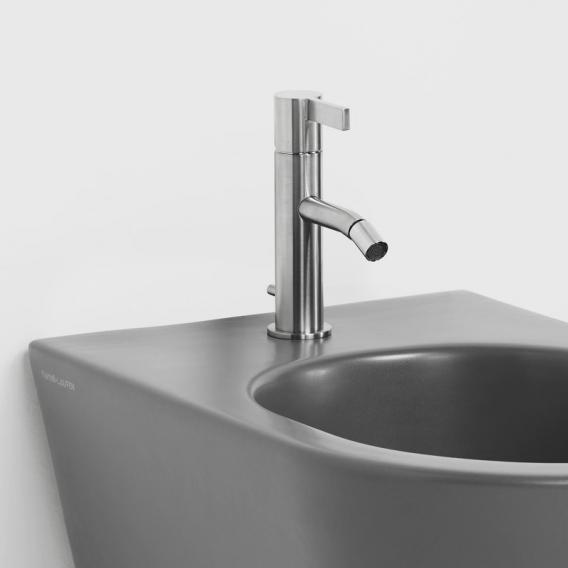 Kartell by LAUFEN bidet fitting brushed stainless steel, with pop-up waste set