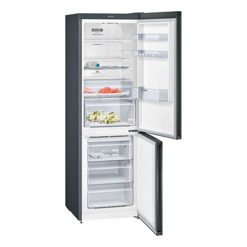 Siemens - IQ300 Free-standing Fridge-freezer With Freezer At Bottom 186 x 60 cm Black Stainless Steel KG36NXXDC 