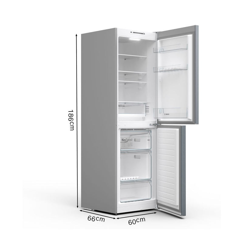 Bosch - Serie | 2 Free-standing Fridge-freezer With Freezer At Bottom 186 x 60 cm Inox-look KGN34NLEAG