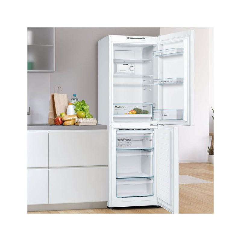 博世-系列| 2 獨立式冰箱，底部有冷凍室 186 x 60 公分 白色 KGN34NWEAG