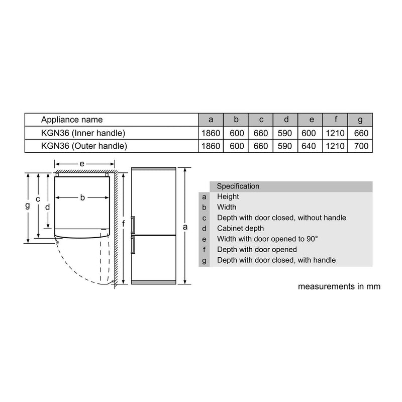 Bosch - Serie | 4 Free-standing Fridge-freezer With Freezer At Bottom 186 x 60 cm Inox-look KGN36VLEAG