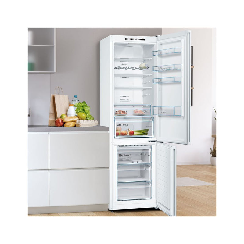 博世-系列| 4 獨立式冰箱，底部有冷凍室 203 x 60 公分 白色 KGN39VWEAG