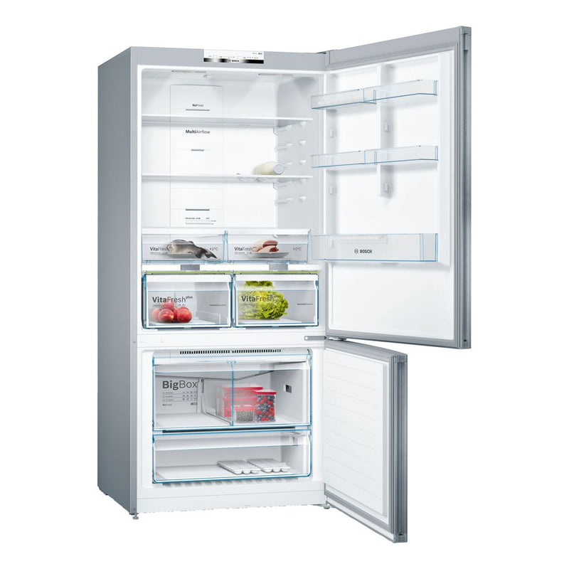 博世-系列| 4 獨立式冰箱，冷凍室位於底部 186 x 86 公分 Inox-easyclean KGN864IFA