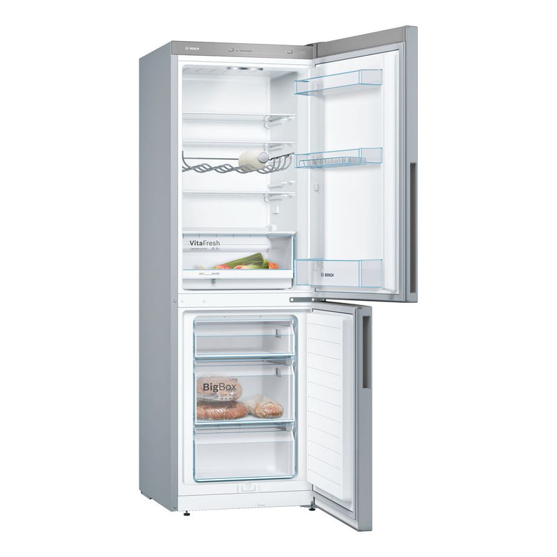 博世-系列| 4 獨立式冰箱，底部有冷凍室 176 x 60 cm 不鏽鋼外觀 KGV33VLEAG