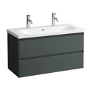 LAUFEN LUA double washbasin with LANI vanity unit with 2 pull-out compartments