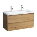 LAUFEN LUA double washbasin with LANI vanity unit with 2 pull-out compartments