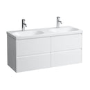 LAUFEN LUA double washbasin with LANI vanity unit with 4 pull-out compartments