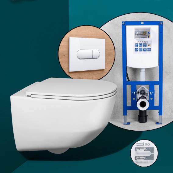 LAUFEN Pro complete SET wall-mounted toilet with neeos pre-wall element, flush plate