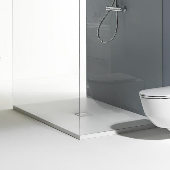 LAUFEN Solutions Marbond 淋浴盤，中間排水口，霧面白色