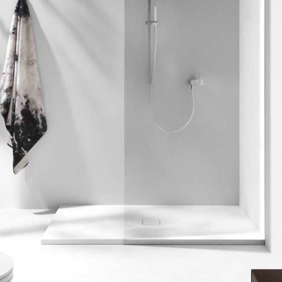 LAUFEN Solutions Marbond shower tray, drain in the middle matt white
