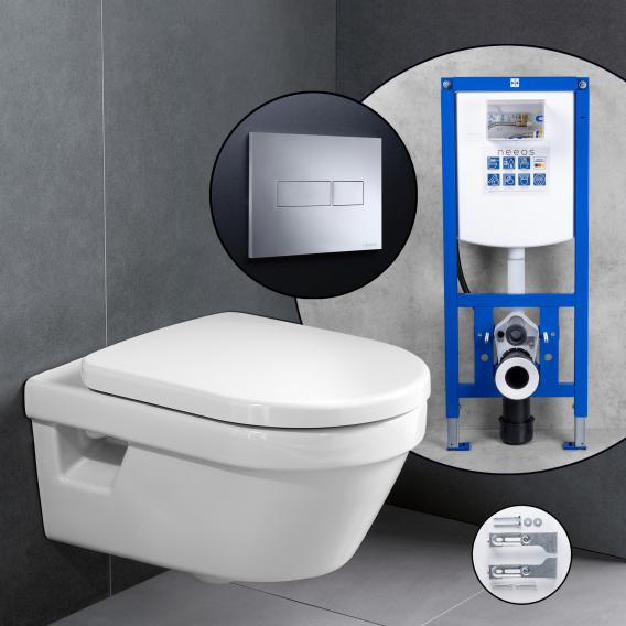 Villeroy & Boch Architectura complete SET wall-mounted toilet with neeos pre-wall element, flush plate