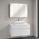 Villeroy &amp; Boch Artis 檯面洗臉盆，配有 Embrace 梳妝台和 My View 14 鏡櫃