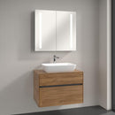 Villeroy &amp; Boch Artis 檯面洗臉盆，配有 Embrace 梳妝台和 My View 14 鏡櫃