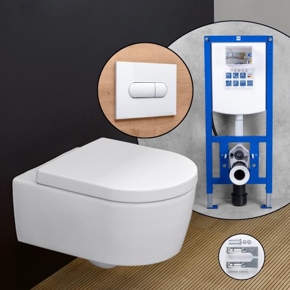 Villeroy & Boch Avento complete SET wall-mounted toilet with neeos pre-wall element, flush plate