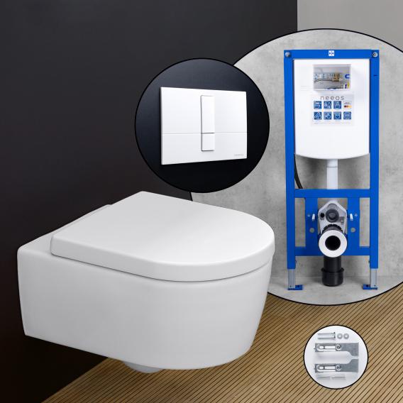 Villeroy & Boch Avento complete SET wall-mounted toilet with neeos pre-wall element, flush plate