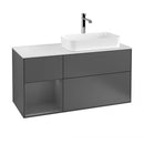 Villeroy & Boch Finion vanity unit with 3 pull-out compartments for countertop basins, rack element left