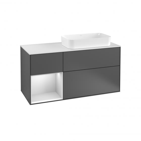 Villeroy & Boch Finion vanity unit with 3 pull-out compartments for countertop basins, rack element left