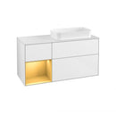 Villeroy & Boch Finion vanity unit with 3 pull-out compartments for countertop basins, rack element left