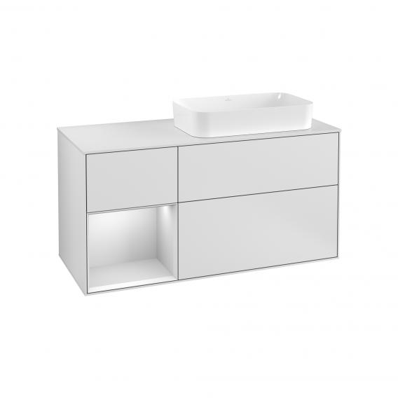 Villeroy & Boch Finion vanity unit with 3 pull-out compartments for countertop basins, rack element left