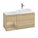 Villeroy & Boch Finion vanity unit with 3 pull-out compartments for countertop basins, rack element left