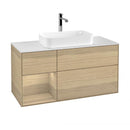 Villeroy & Boch Finion vanity unit with 3 pull-out compartments for countertop basins, rack element left