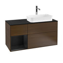 Villeroy & Boch Finion vanity unit with 3 pull-out compartments for countertop basins, rack element left