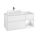Villeroy & Boch Finion vanity unit with 3 pull-out compartments for countertop basins, rack element