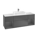 Villeroy & Boch Finion vanity unit with 4 pull-out compartments for countertop basins, rack element left & right