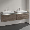 Villeroy &amp; Boch Legato 梳妝台，可容納 2 個內置洗臉盆，帶有 2 個拉出式隔間