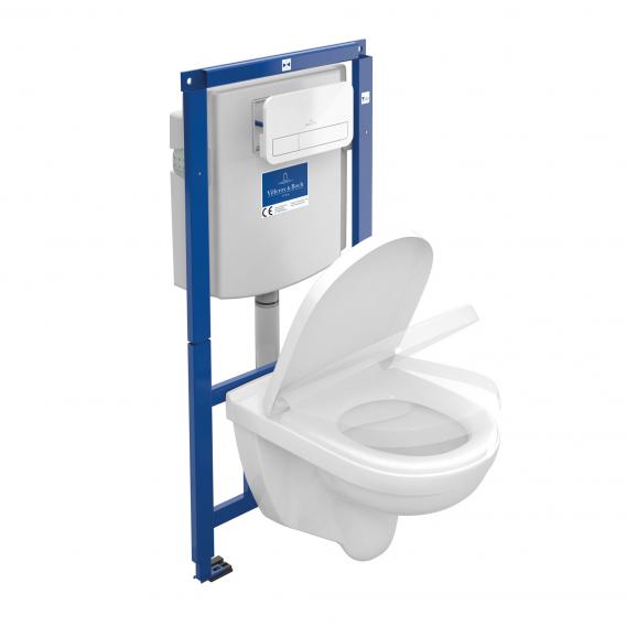Villeroy & Boch O.novo wall-mounted washdown toilet ViConnect combi pack, open flush rim, with toilet seat