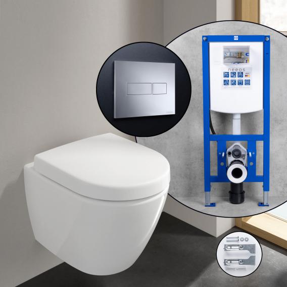 Villeroy & Boch Subway 2.0 Compact complete SET wall-mounted toilet with neeos pre-wall element, flush plate