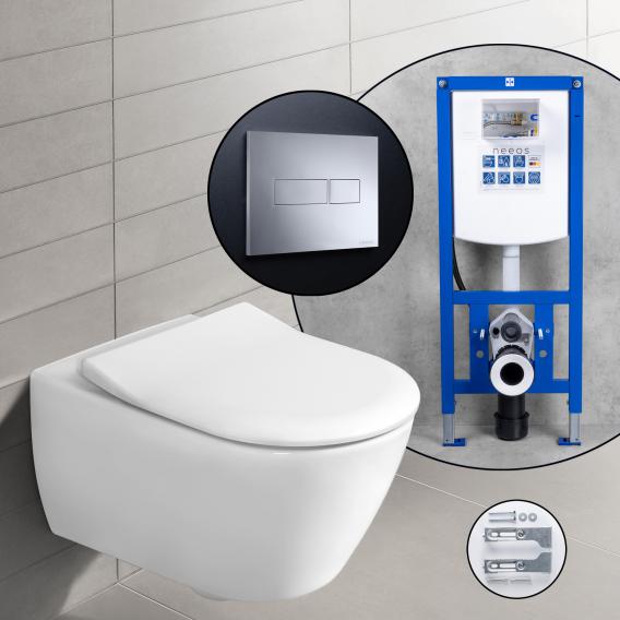 Villeroy & Boch Subway 2.0 complete SET wall-mounted toilet with neeos pre-wall element, flush plate