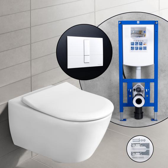 Villeroy & Boch Subway 2.0 complete SET wall-mounted toilet with neeos pre-wall element, flush plate