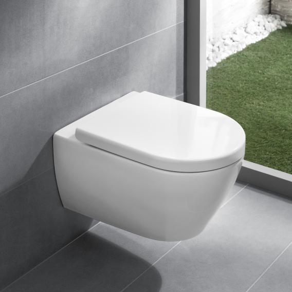 Villeroy & Boch Subway 2.0 wall-mounted, washdown toilet, open flush rim, DirectFlush, with toilet seat