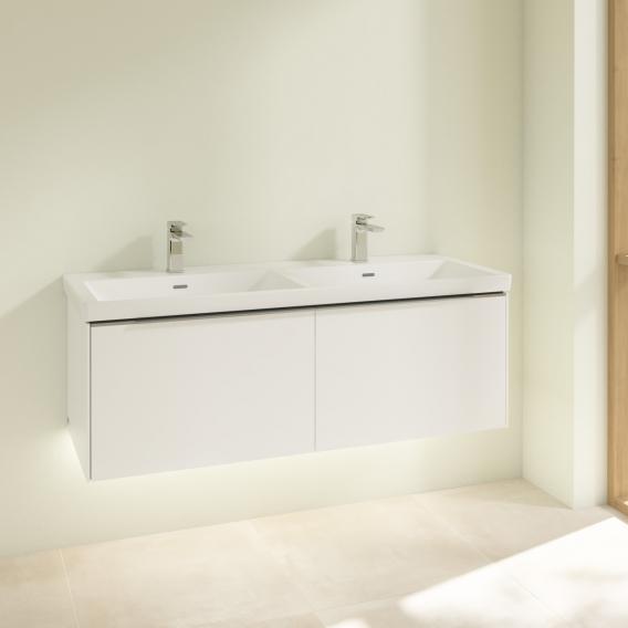 Villeroy &amp; Boch Subway 3.0 梳妝台，適用於 2 個拉出式隔間的雙洗臉盆