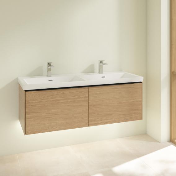 Villeroy &amp; Boch Subway 3.0 梳妝台，適用於 2 個拉出式隔間的雙洗臉盆