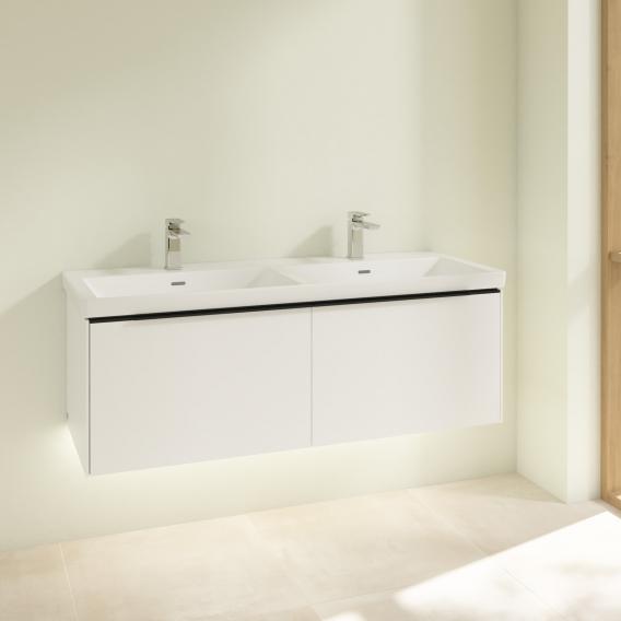 Villeroy &amp; Boch Subway 3.0 梳妝台，適用於 2 個拉出式隔間的雙洗臉盆