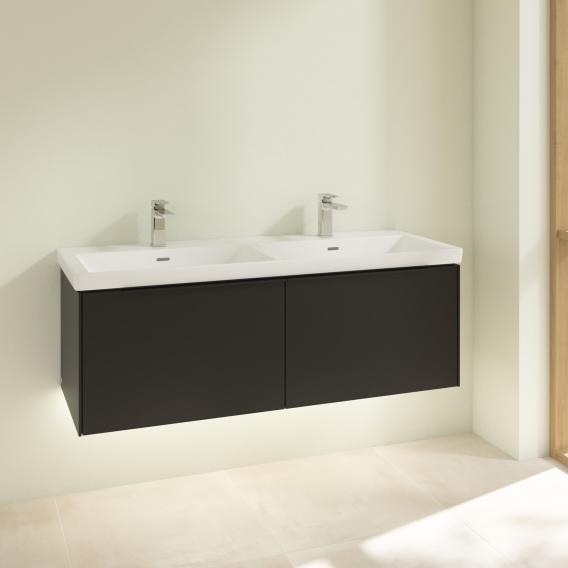 Villeroy &amp; Boch Subway 3.0 梳妝台，適用於 2 個拉出式隔間的雙洗臉盆