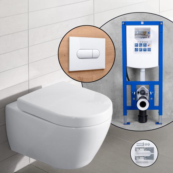 Villeroy & Boch Subway complete SET wall-mounted, washout toilet with neeos pre-wall-element flush plate