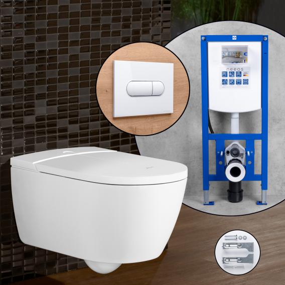 Villeroy & Boch ViClean complete SET shower toilet with neeos pre-wall element, flush plate