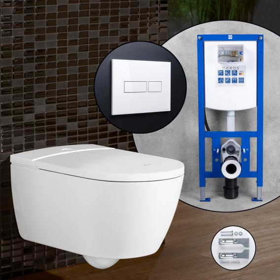 Villeroy & Boch ViClean complete SET shower toilet with neeos pre-wall element, flush plate